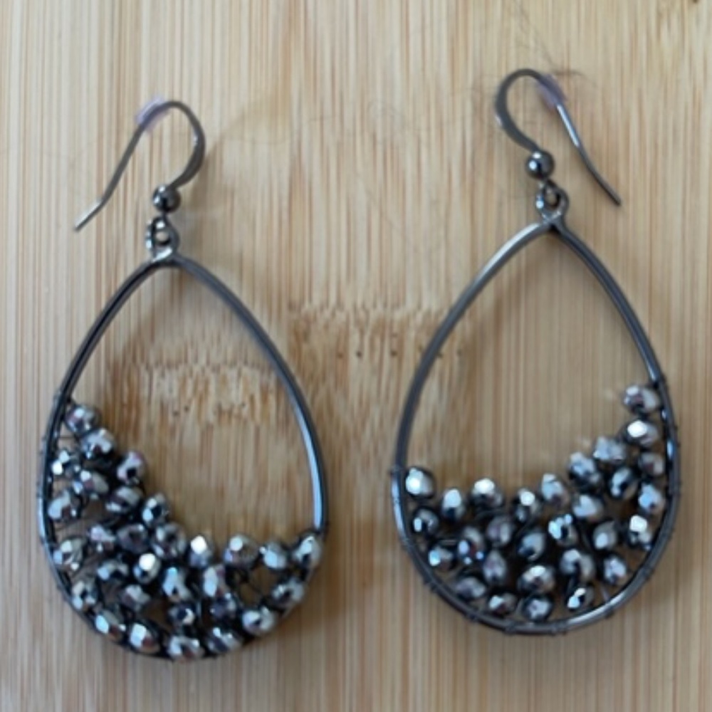 Oxidized Silver Teardrop Earrings